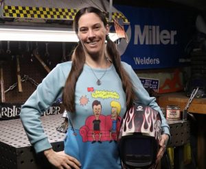 Barbie the Welder, Miller, Digital Elite helmet, Welding Table